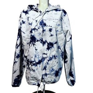 Seaspice Resort Wear Medium Indigo Tie Dye Peruvian Cotton Zip Hoodie Jacket